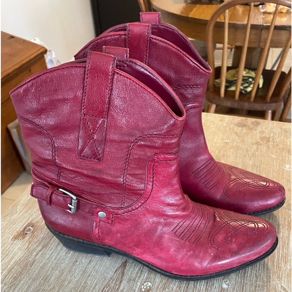 Franco Sarto Leather Western Boot Red Size 7